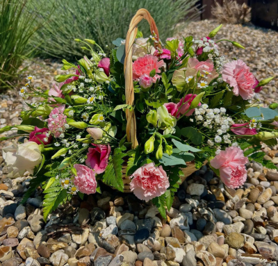 Fresh Meadow Basket - A charming basket filled with fresh garden flowers, perfect for adding a touch of nature to any space.